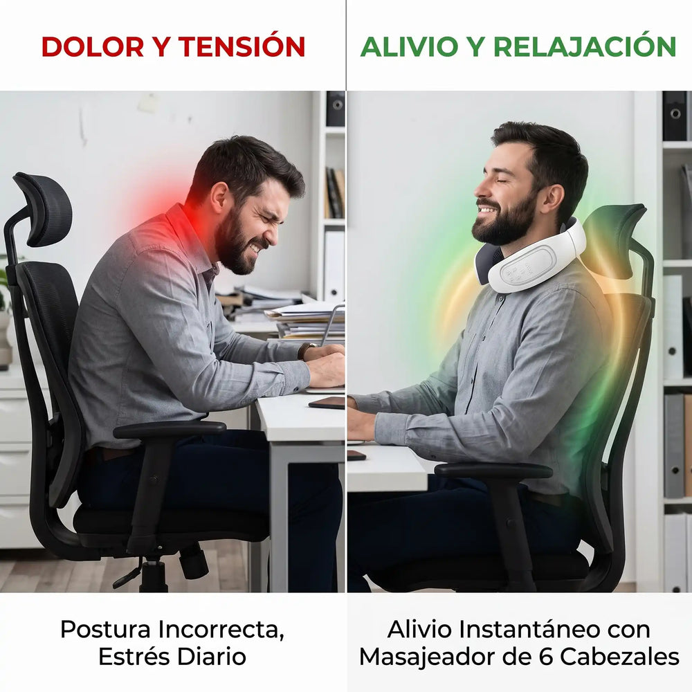 CerviPulse™ · Masajeador cervical de 6 cabezales | Levora